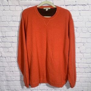 Kinross Cashmere Mens Crewneck Sweater Sweatshirt Orange Red Size XXL Casual